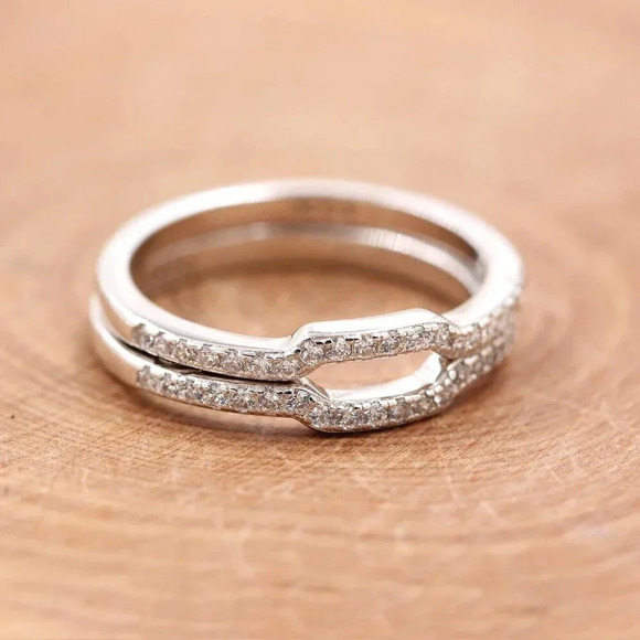 2  Stackable Rings Enhancer for Women 925 Sterling Silver Wedding Engagement - Picture 1 of 7